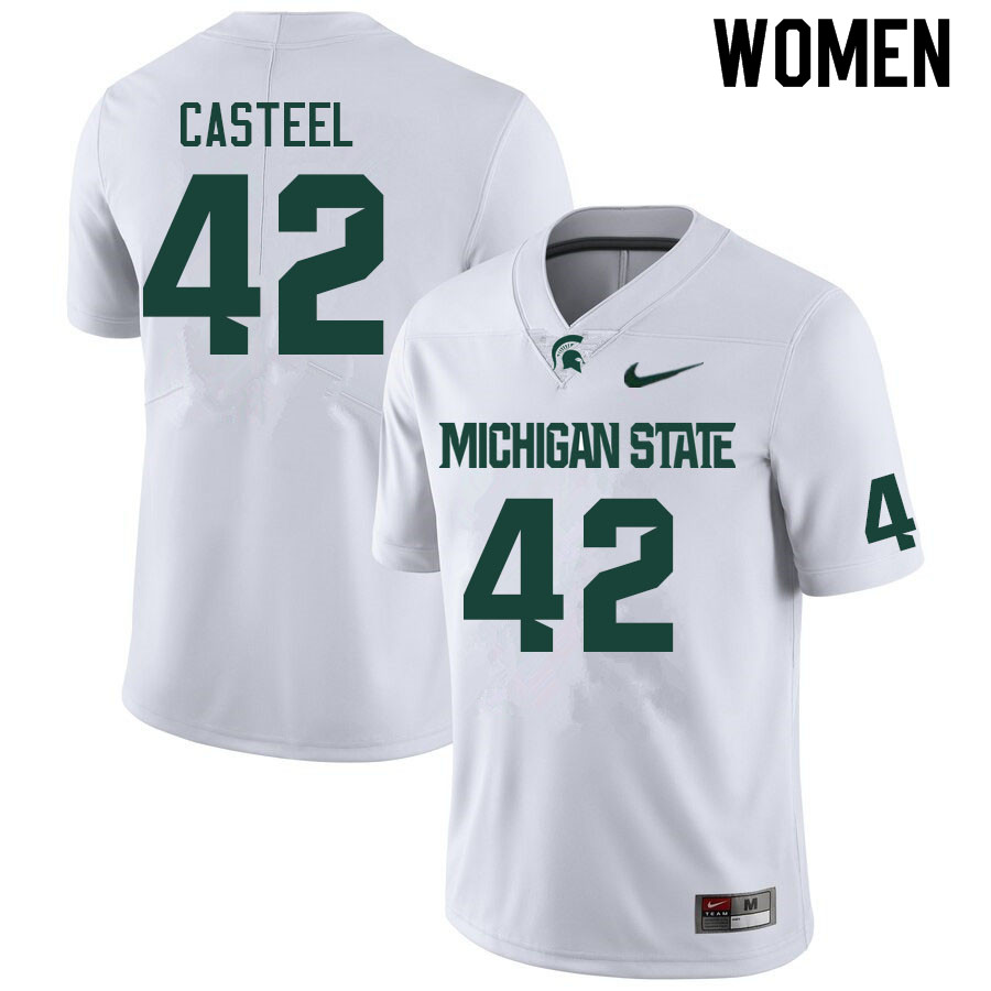 Women #42 Carson Casteel Michigan State Spartans College Football Jerseys Sale-White